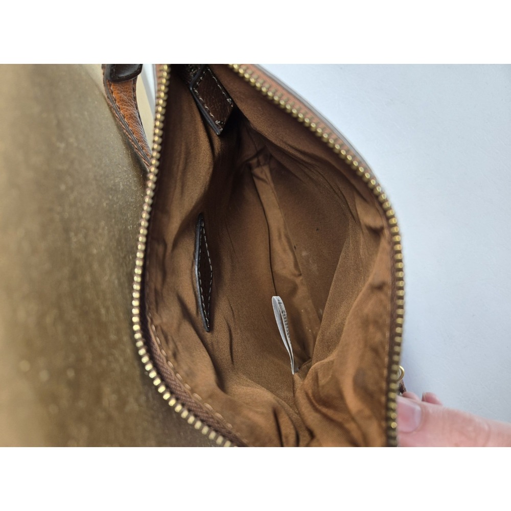 Small Brown Fossil Pebble Cow Hide Leather Crossbody Bag Purse SHB2049 Brass - Picture 9 of 11